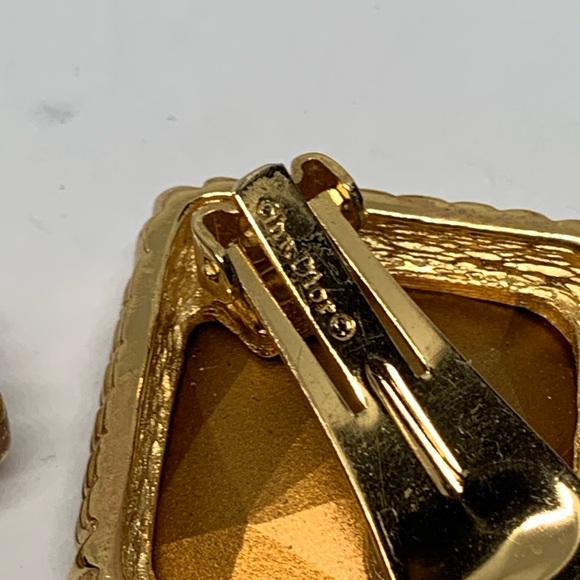 Vintage Christian Dior Crystal Gold tone Clip on Earrings - Picture 7 of 9